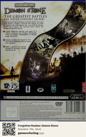 Forgotten Realms: Demon Stone PlayStation 2, PAL box back