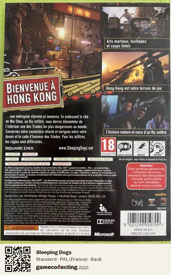 Sleeping Dogs Xbox 360, France box back