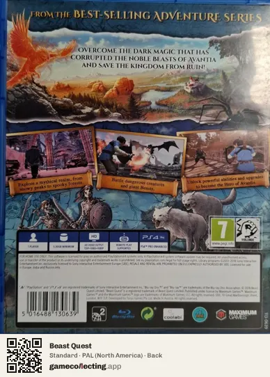 Beast Quest PlayStation 4, North America box back