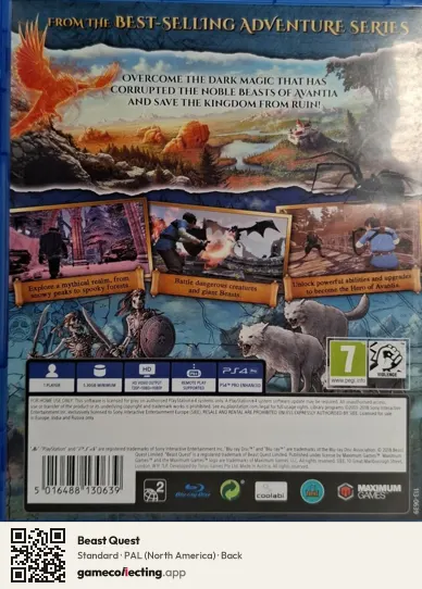 Beast Quest PlayStation 4, North America box back