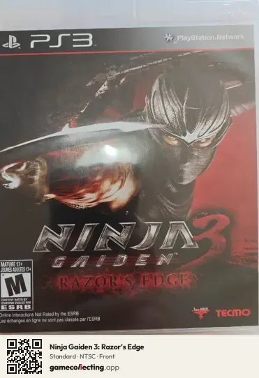 Ninja Gaiden 3: Razor's Edge PlayStation 3, NTSC box front