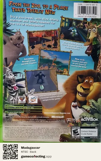 Madagascar Xbox, NTSC box back