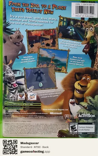 Madagascar Xbox, NTSC box back