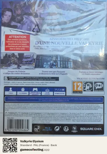 Valkyrie Elysium PlayStation 4, France box back