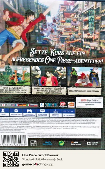 One Piece: World Seeker PlayStation 4, Germany box back