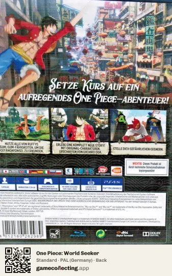 One Piece: World Seeker PlayStation 4, Germany box back
