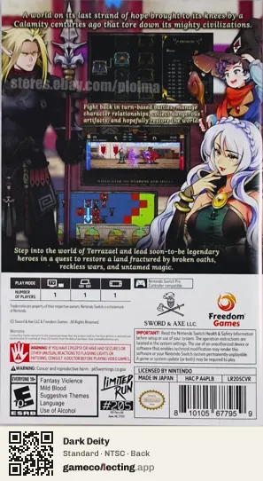 Dark Deity Nintendo Switch, NTSC box back