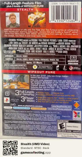 Stealth (UMD Video) PlayStation Portable, NTSC box back
