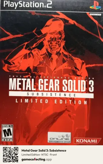 Metal Gear Solid 3: Subsistence PlayStation 2, NTSC box front