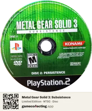 Metal Gear Solid 3: Subsistence PlayStation 2, NTSC disc