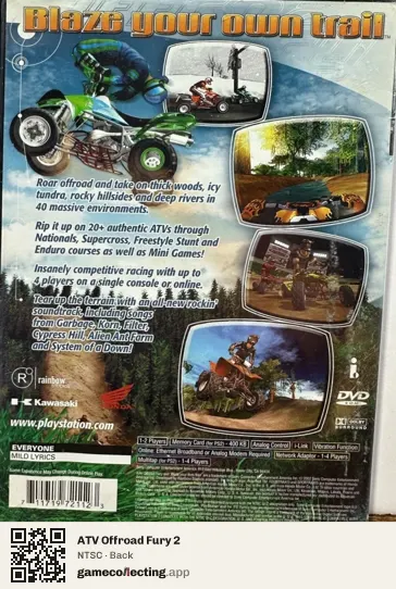 ATV Offroad Fury 2 PlayStation 2, NTSC box back