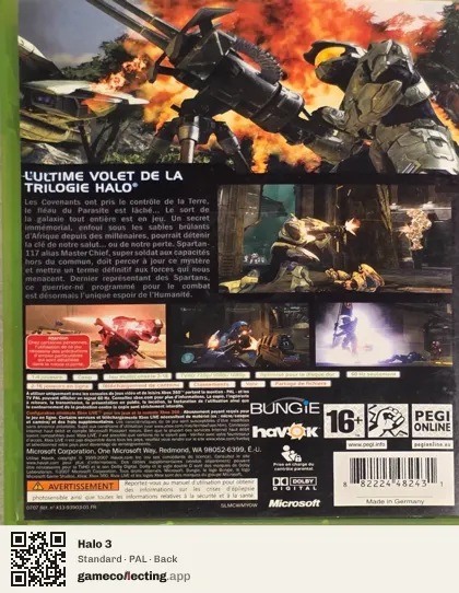 Halo 3 Xbox 360, PAL box back