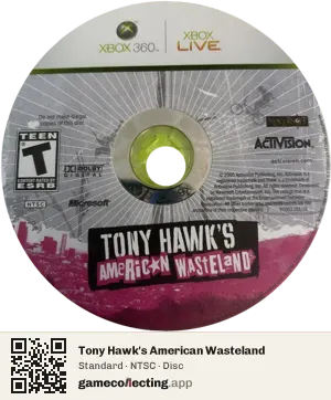 Tony Hawk's American Wasteland Xbox 360, NTSC disc