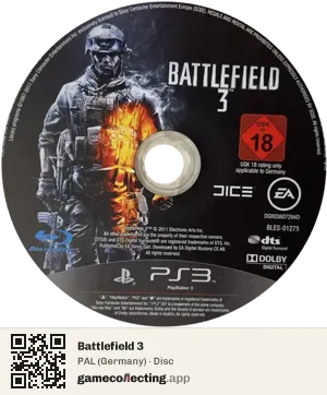 Battlefield 3 PlayStation 3, PAL disc