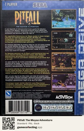 Pitfall: The Mayan Adventure Sega Mega Drive / Genesis, PAL box back