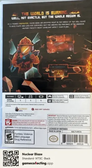 Nuclear Blaze Nintendo Switch, NTSC box back