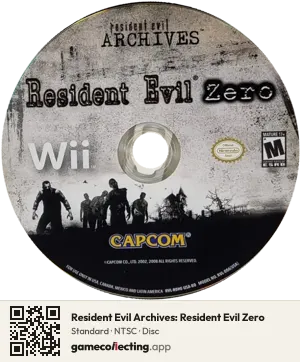 Resident Evil Archives: Resident Evil Zero Nintendo Wii, NTSC disc