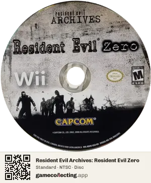 Resident Evil Archives: Resident Evil Zero Nintendo Wii, NTSC disc