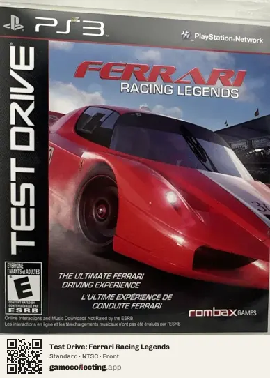 Test Drive: Ferrari Racing Legends PlayStation 3, NTSC box front