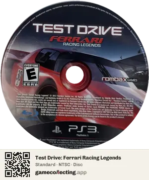 Test Drive: Ferrari Racing Legends PlayStation 3, NTSC disc