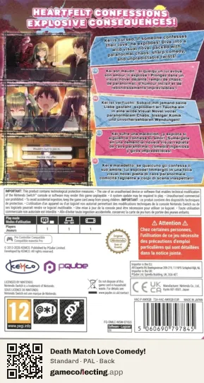 Death Match Love Comedy! Nintendo Switch, PAL box back