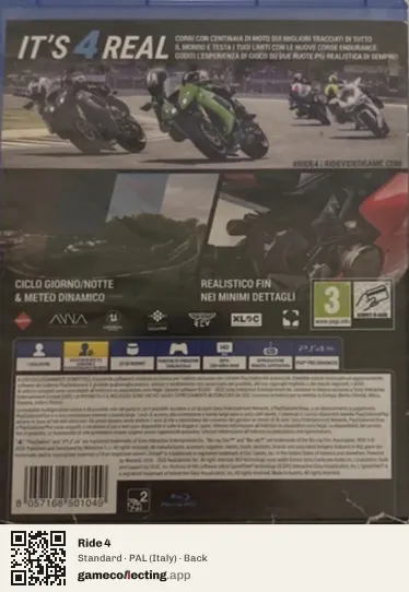 Ride 4 PlayStation 4, Italy box back