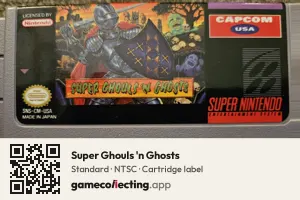 Super Ghouls 'n Ghosts Super Nintendo Entertainment System, NTSC cartridge label