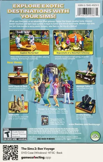The Sims 2: Bon Voyage Computer, NTSC box back