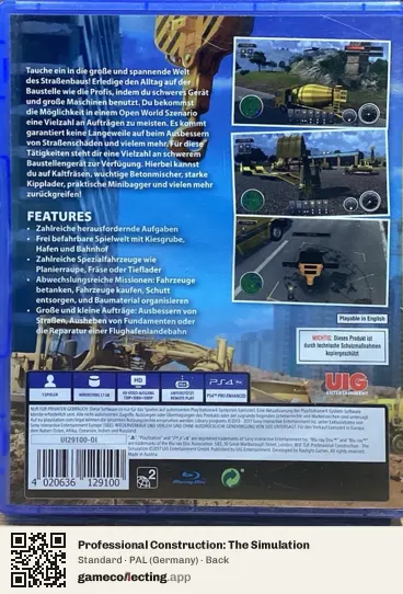 Professional Construction: The Simulation PlayStation 4, Germany box back