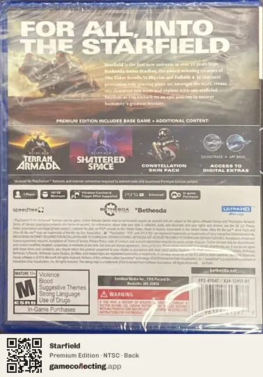 Starfield PlayStation 5, NTSC box back