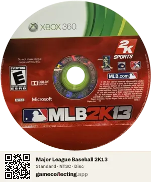Major League Baseball 2K13 Xbox 360, NTSC disc