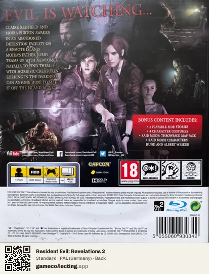 Resident Evil: Revelations 2 PlayStation 3, Germany box back