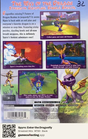 Spyro: Enter the Dragonfly PlayStation 2, NTSC box back