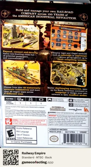 Railway Empire Nintendo Switch, NTSC box back