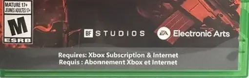 Battlefield 6, the ESRB box on its front