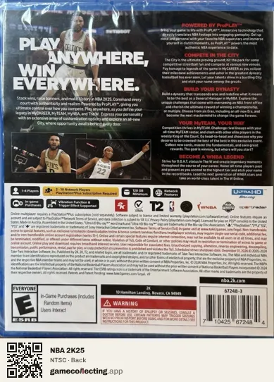 NBA 2K25 PlayStation 5, NTSC box back