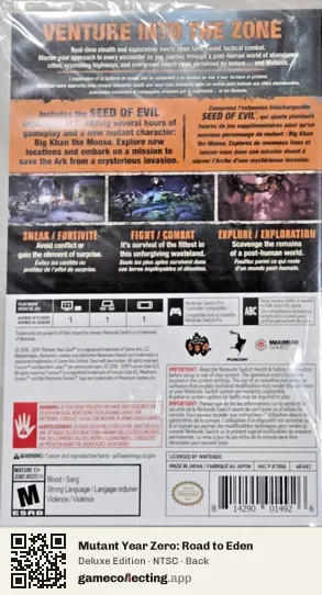 Mutant Year Zero: Road to Eden Nintendo Switch, NTSC box back