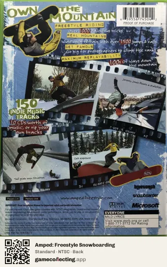 Amped: Freestyle Snowboarding Xbox, NTSC box back