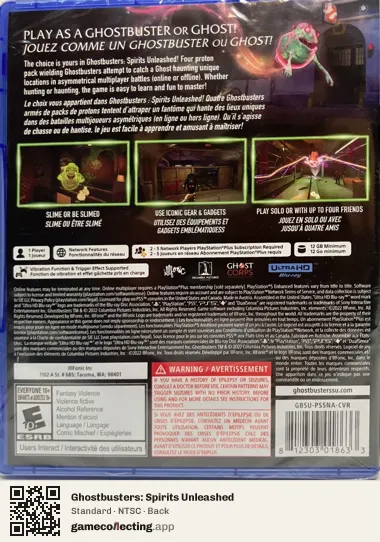 Ghostbusters: Spirits Unleashed PlayStation 5, NTSC box back