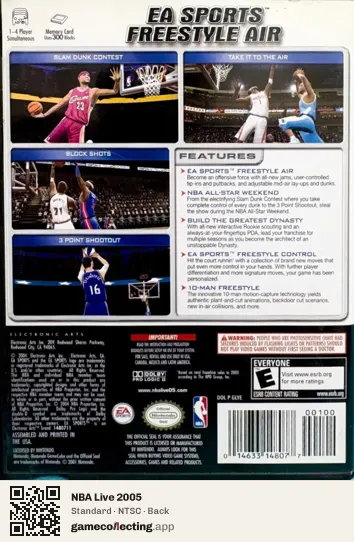 NBA Live 2005 Nintendo GameCube, NTSC box back