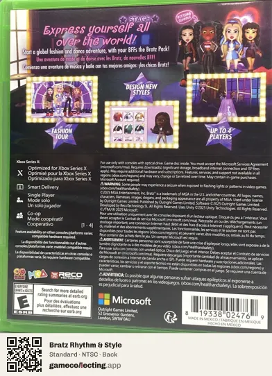 Bratz Rhythm & Style Xbox One, NTSC box back