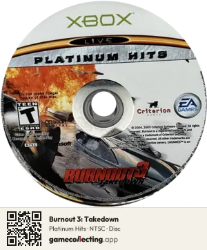 Burnout 3: Takedown Xbox, NTSC disc