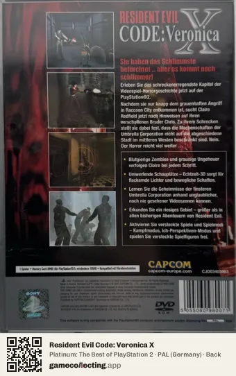 Resident Evil Code: Veronica X PlayStation 2, Germany box back