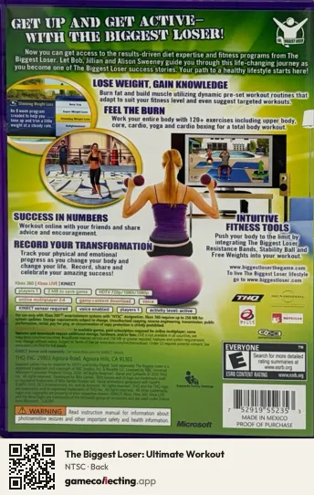 The Biggest Loser: Ultimate Workout Xbox 360, NTSC box back
