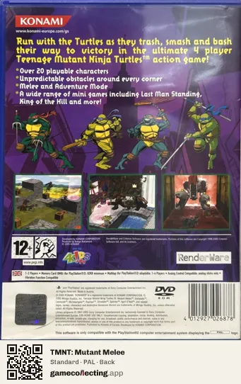 TMNT: Mutant Melee PlayStation 2, PAL box back