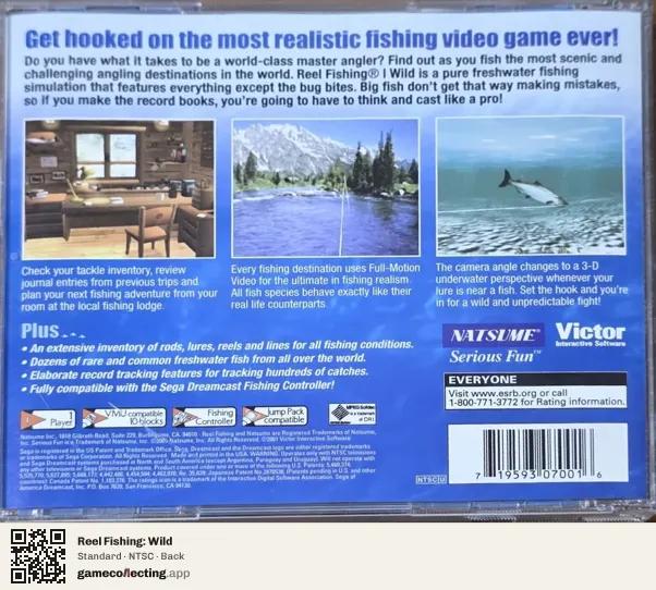 Reel Fishing: Wild Sega Dreamcast, NTSC box back