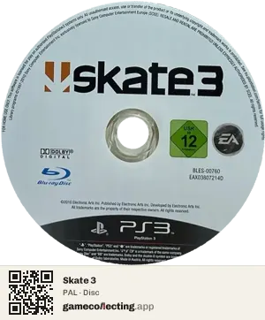 Skate 3 PlayStation 3, PAL disc