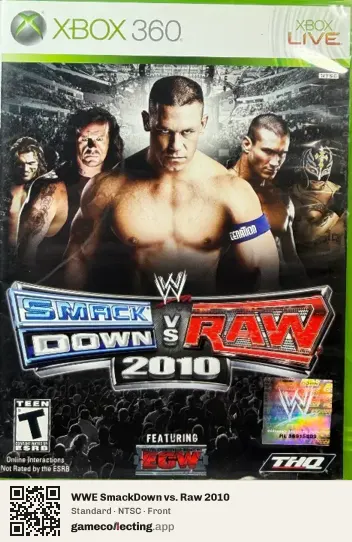WWE SmackDown vs. Raw 2010 Xbox 360, NTSC box front