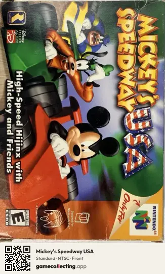 Mickey's Speedway USA Nintendo 64, NTSC box front