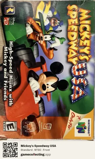 Mickey's Speedway USA Nintendo 64, NTSC box front
